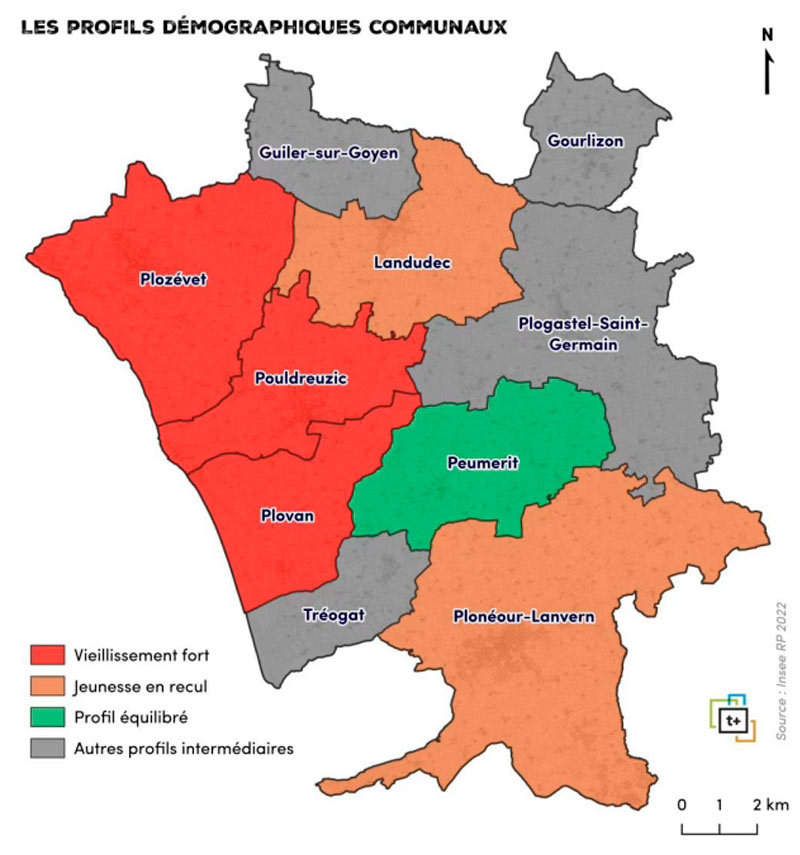 Cartographies réalisées dans le cadre du diagnostic du territoire de la Communauté de Communes du Haut Pays Bigouden par Territoire+.