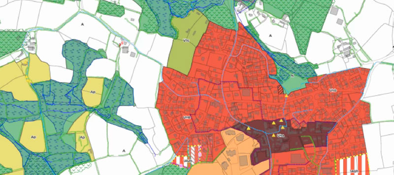 Extrait du règlement graphique, commune de Saint-Evarzec par Territoire+.