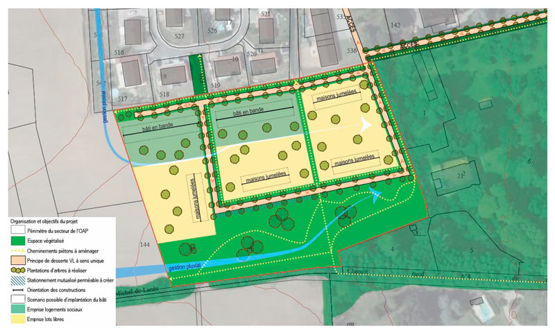 PLU de Saint Michel de Lanès par Territoire+, orientations d’aménagement de la zone.